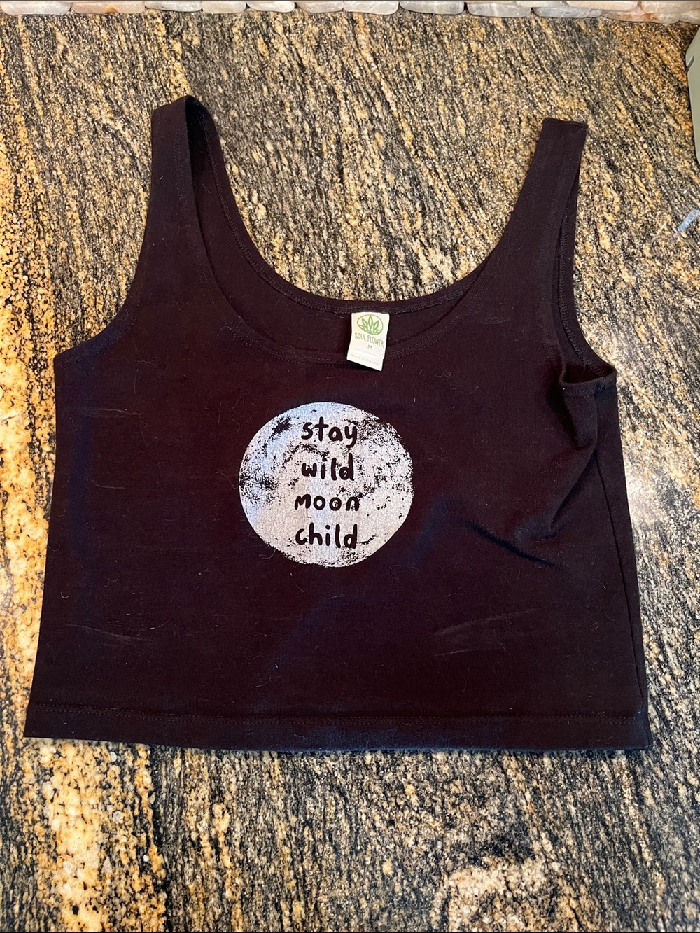 Soul flower size medium stay wild Moon Child crop tank top